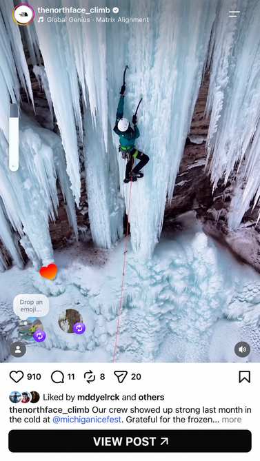 Saved Instagram post from @thenorthface_climb: Michigan Ice Fest recap